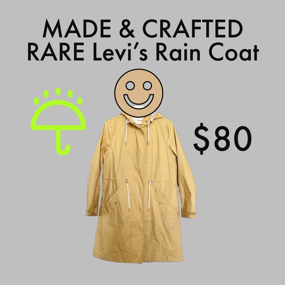 MADE & CRAFTED RARE Levi’s Rain Jacket size 0 - trim BOVINE LEATHER - GOOD C